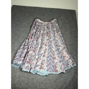 VTG Maxi Skirt One Size Adjustable Tie Cotton Floral Boho Peasant Cottagecore